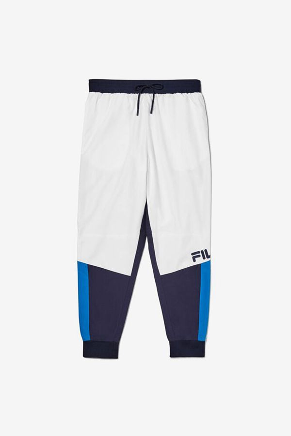 Fila Hudson Track Men's Pants - White/Navy/Blue,NZ 596-93864